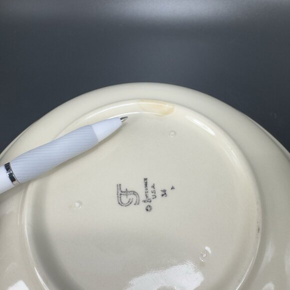 Franciscan Pottery Interpace Bowl Dish Set 2 Yellow Edges USA Large Bowls 8.5in - Picture 6 of 11